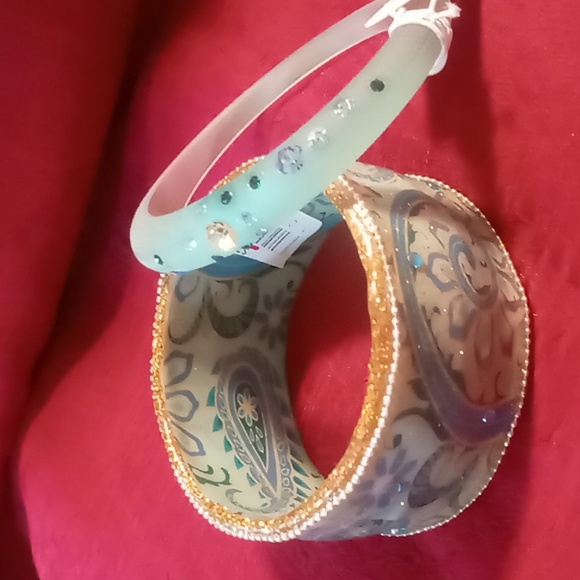 Two's company teal bangle bracelets 2 see pics for size - Picture 4 of 9